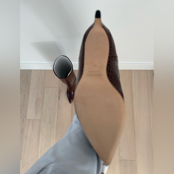 Paris Texas Brown Croc-Embossed Knee-High Boots - Picture 5 of 6